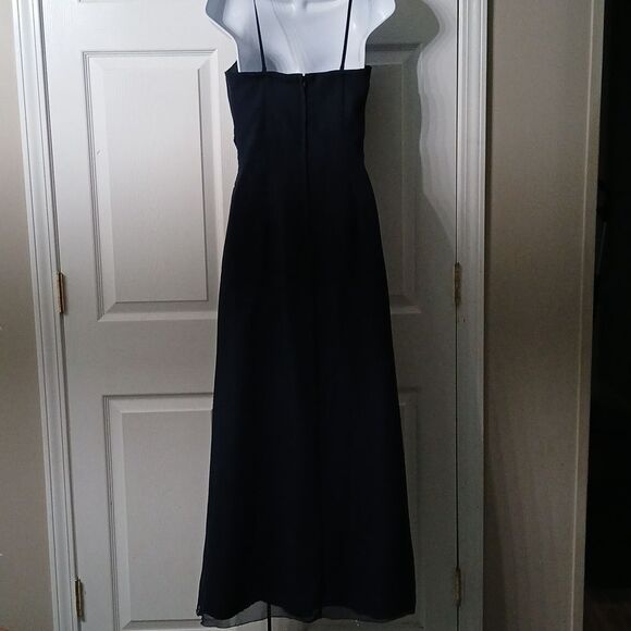 Jodan navy blue side gather beaded sleeveless formal gown with shawl  Sz 2 - Picture 8 of 12